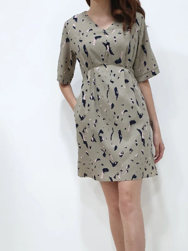 Safari Print Dress - Khaki (Non-returnable)