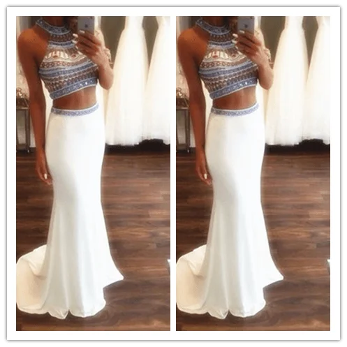 Mermaid Two Pieces 2022  Beading New Prom Dresses