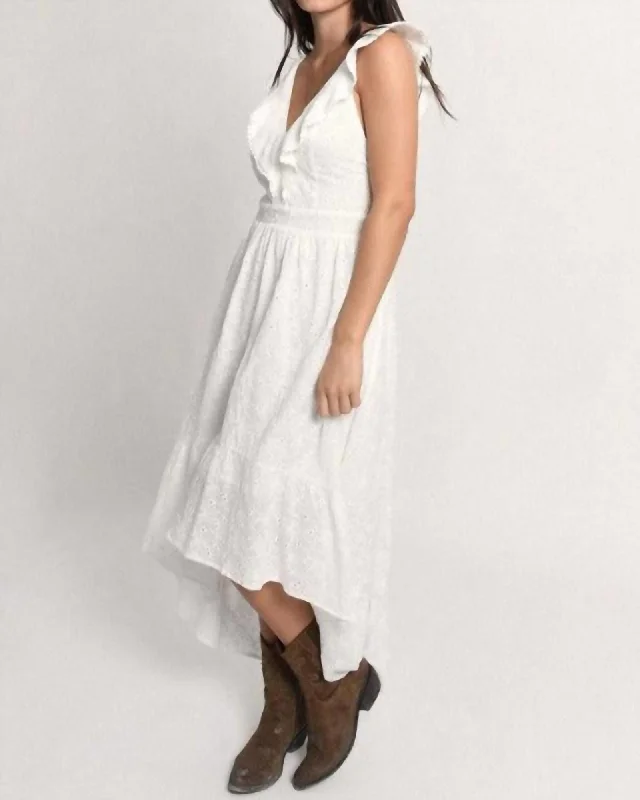 Ladies Eyelet Dress in White | White
