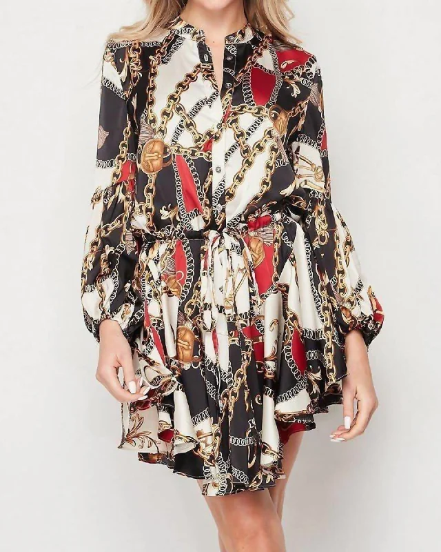 Button Down Dress in Chain Print | Chain Print
