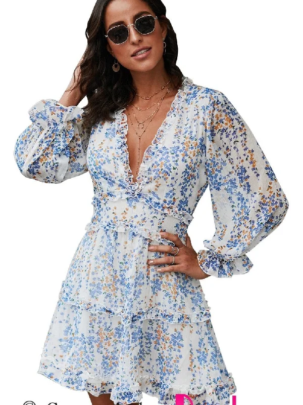 Elegant Floral Dress with Open Back Detail