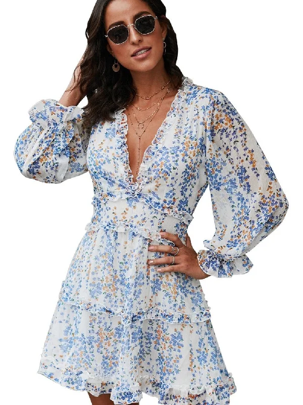 Flowy Floral Dress with Ruffle Details