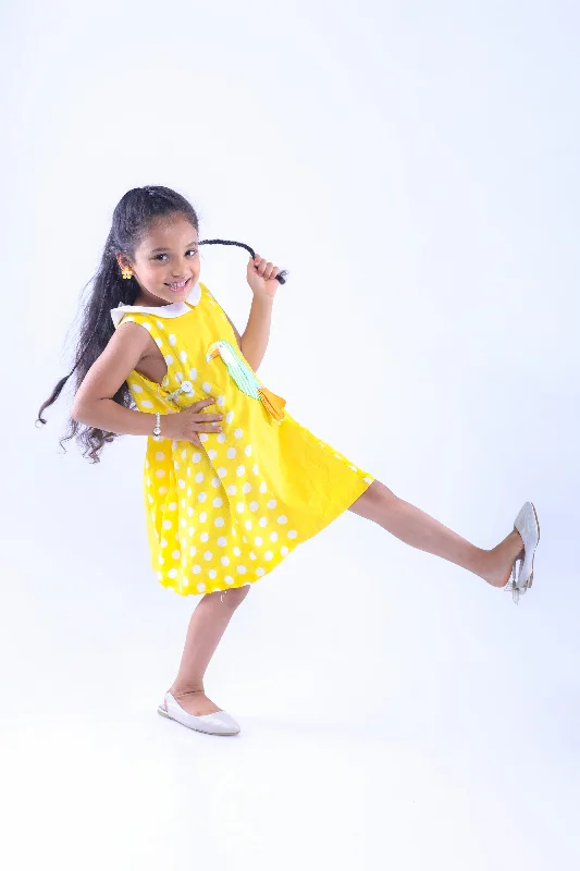 Yellow Dress with Embroidered Toucan