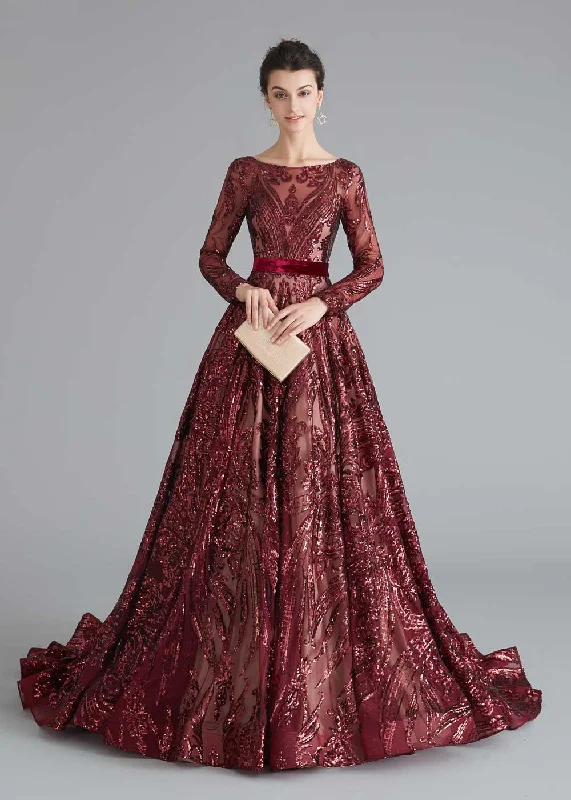 Dark Red Shimmery Sequin Home Coming Dress