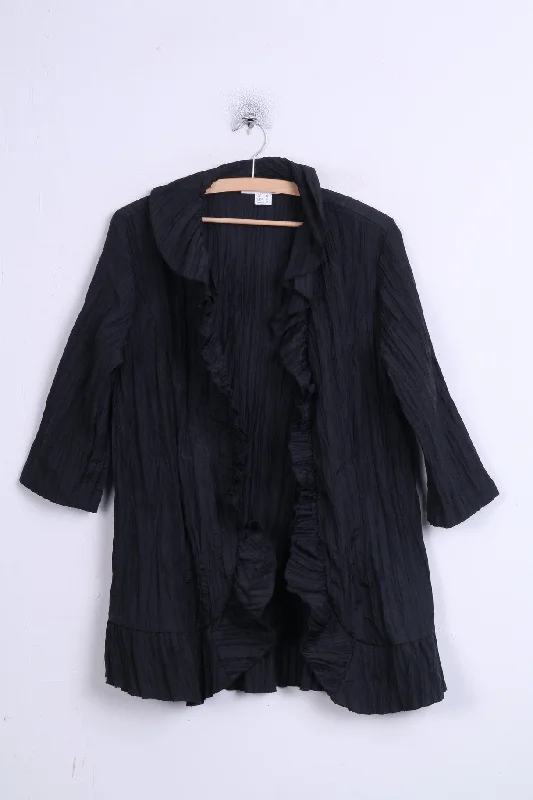 Allessa W.Collection Womens 16 XXL Blouse Ruffle Black Vintage Feminine Puff Blouse