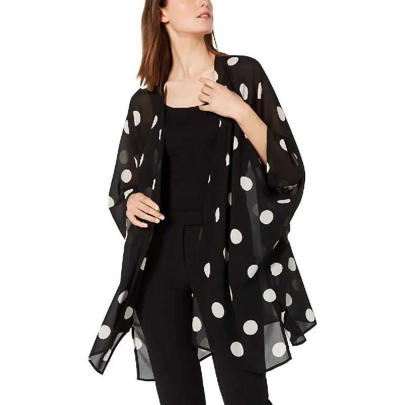 Anne Klein Womens   Chiffon Polka Dot Blouse Stylish Wrap Blouse