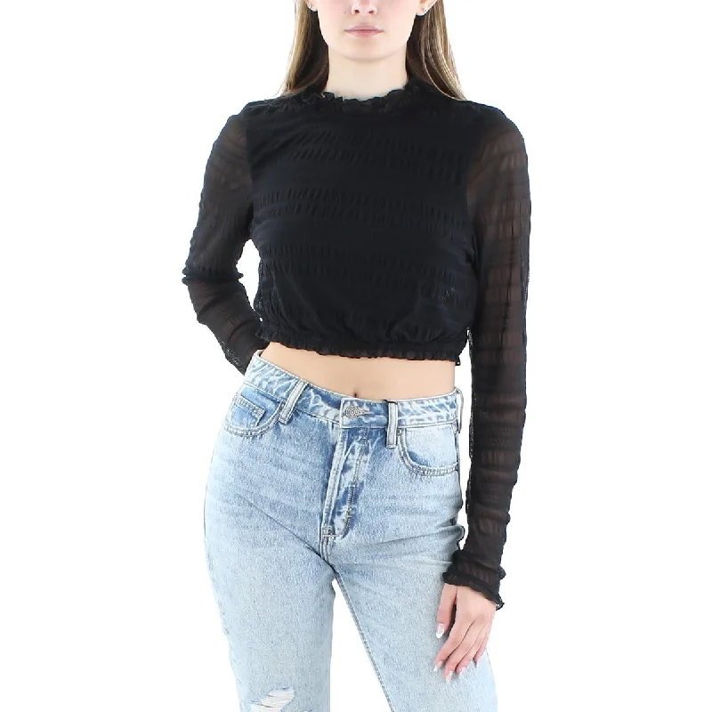 Bebe Womens Juniors Crop Lace Blouse Elegant Lace Blouse