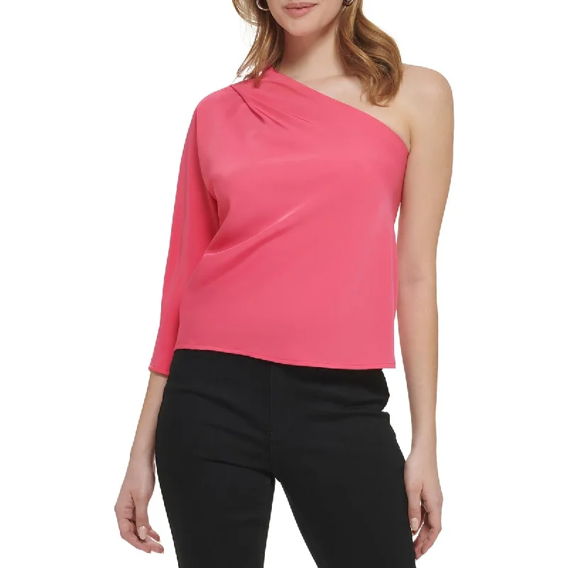 Calvin Klein Womens One-Shoulder Party Blouse Slim Fit Blouse