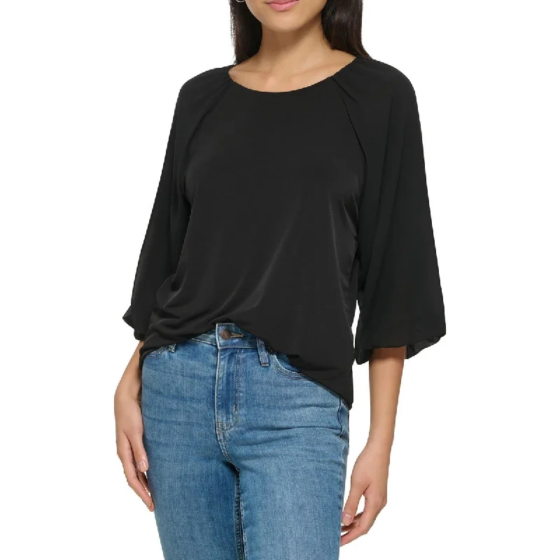 Calvin Klein Womens Work Wear Office Blouse Embroidered Floral Blouse