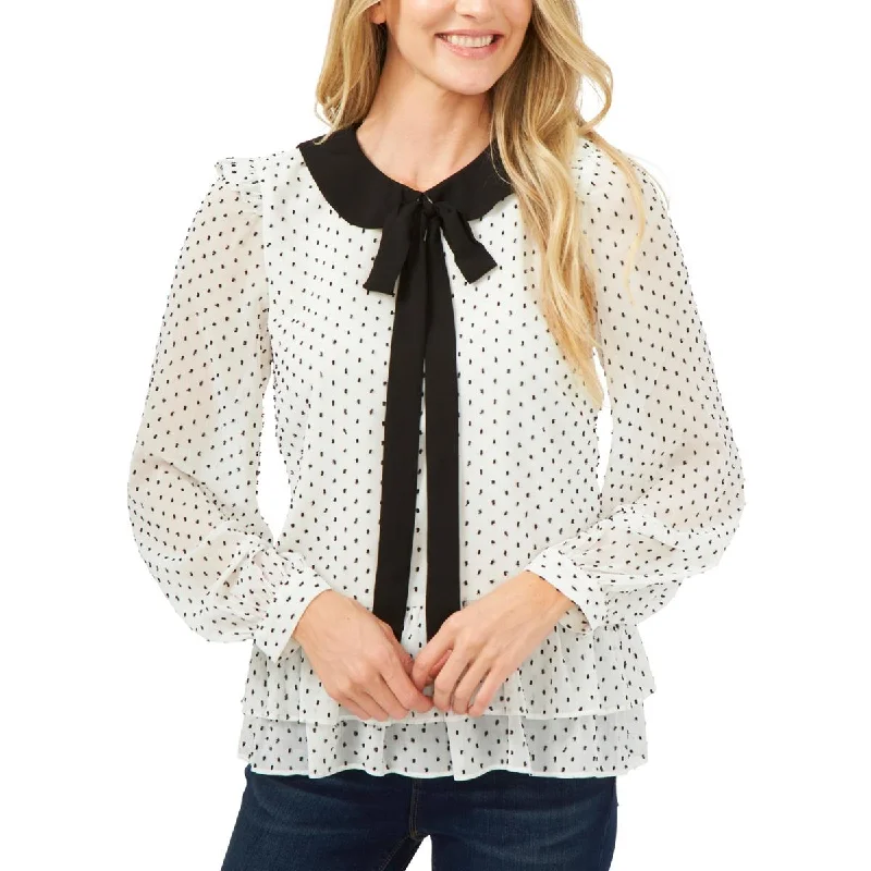 CeCe Womens Chiffon Office Blouse Oversized Silk Blouse