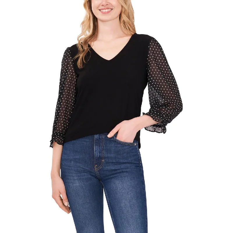 CeCe Womens Work V Neck Blouse Casual Stripe Blouse