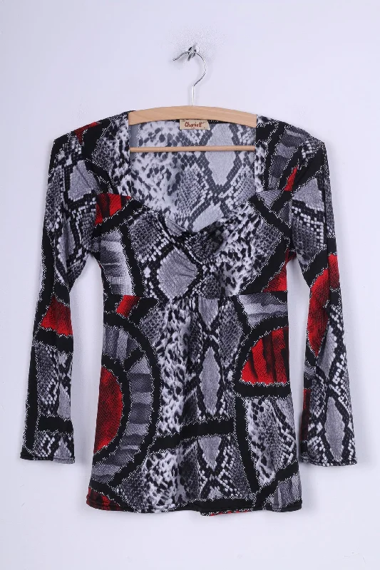 Charbell Paris Womens M Blouse Snake Print Long Sleeve Vintage Polka Blouse