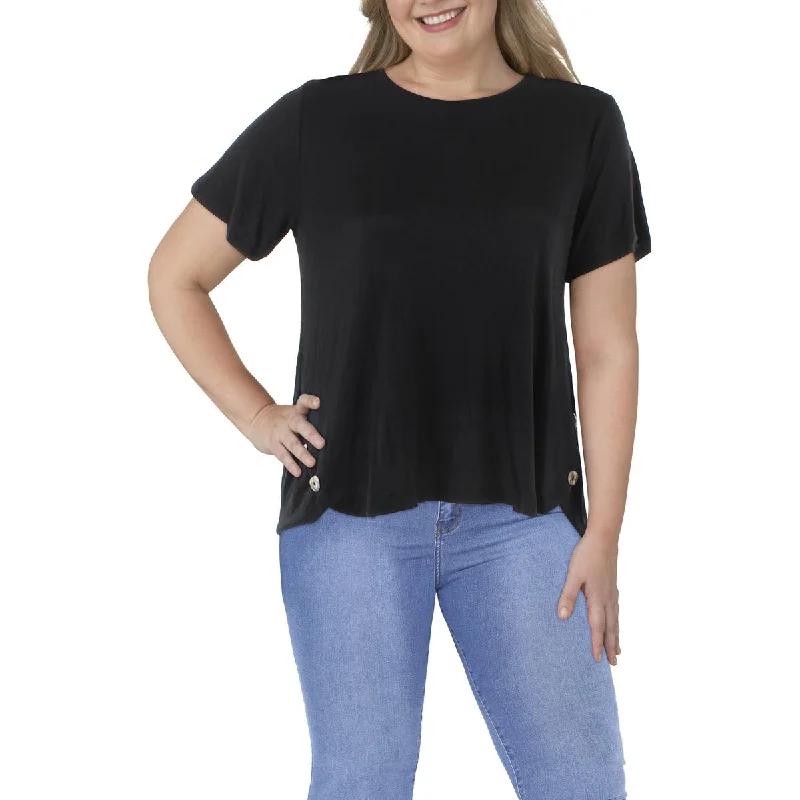 Coin 1804 Womens Plus Slub Knit Blouse Frilled Cuff Blouse