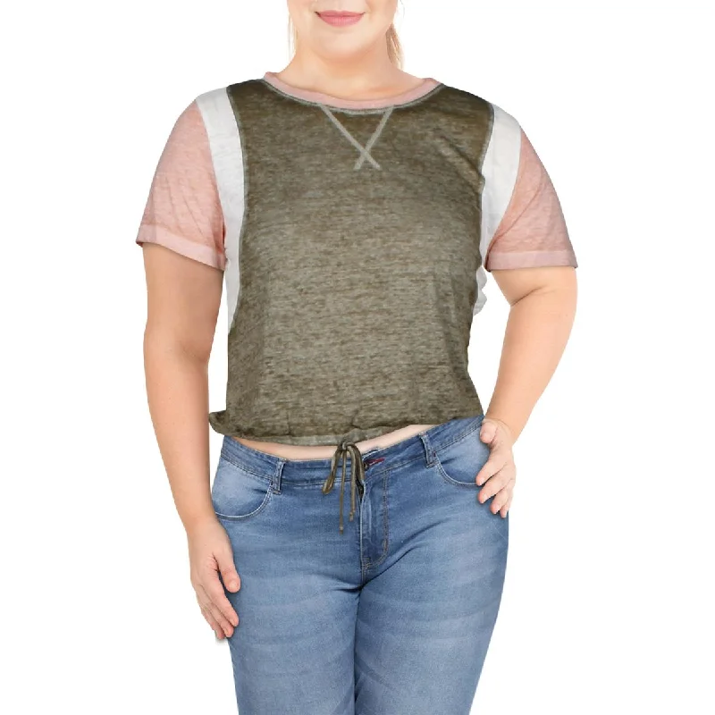Crave Fame Womens Juniors Tie Waist Burnout Blouse Casual Relaxed Fit Blouse