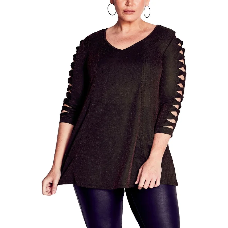 Evans Womens Plus Open Sleeve  Blouse Boho Chic Blouse