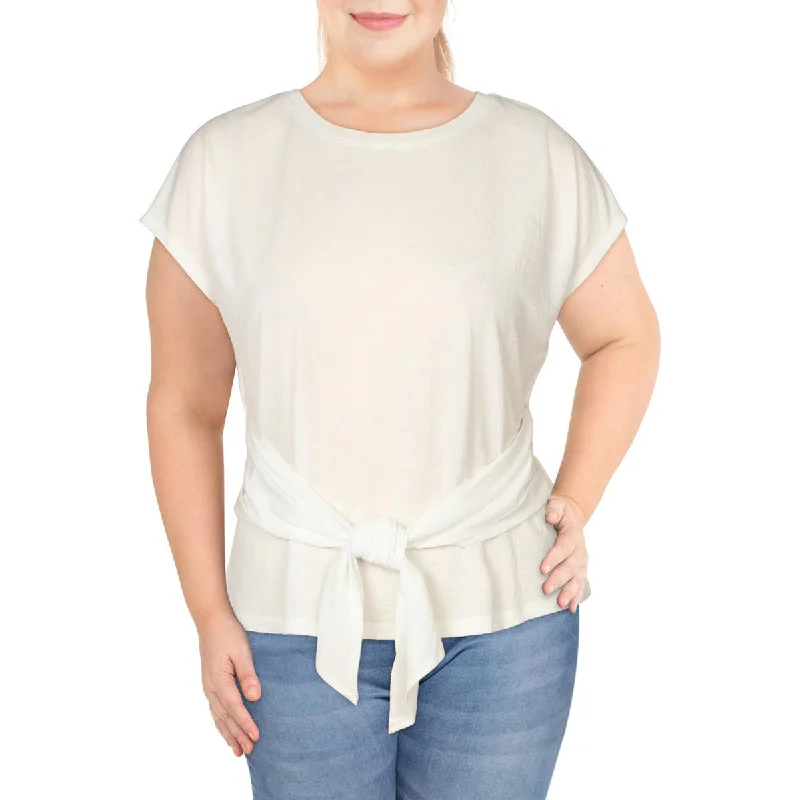 INC Womens Crew Neck Tie Front Blouse Off-Shoulder Wrap Blouse