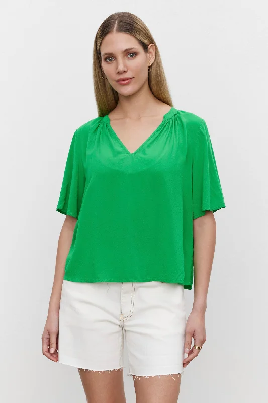 JAYCEE SPLIT NECK BLOUSE Loose Fit Blouse