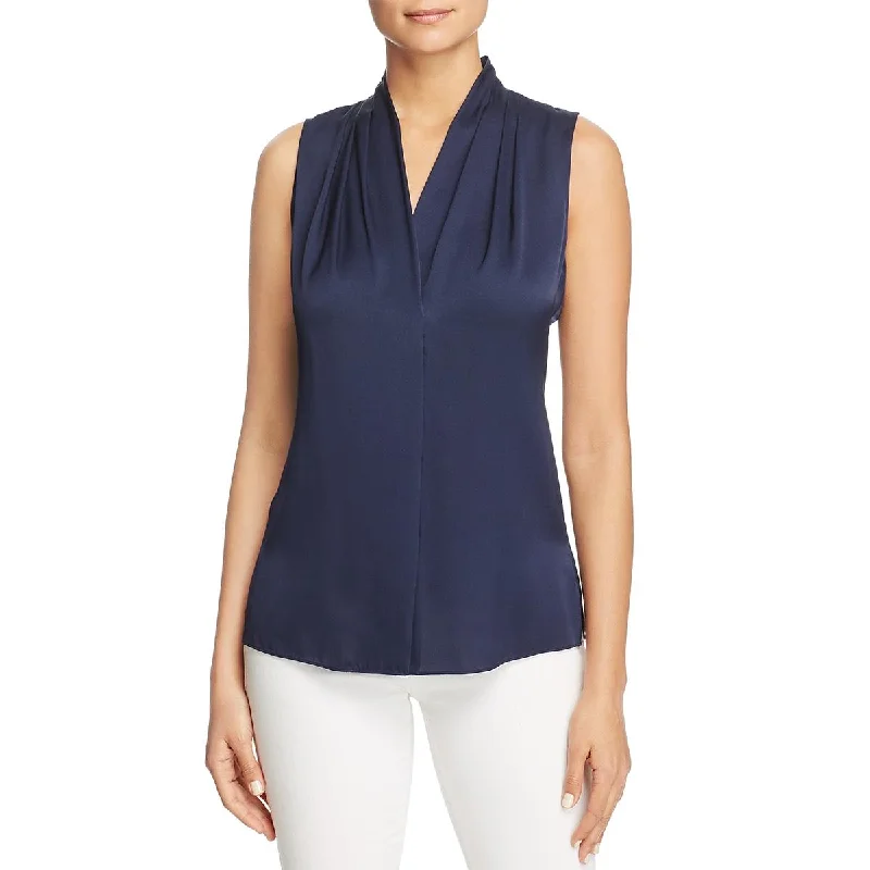 Kobi Halperin Womens Mila Silk V-Neck Blouse Chic Square Blouse