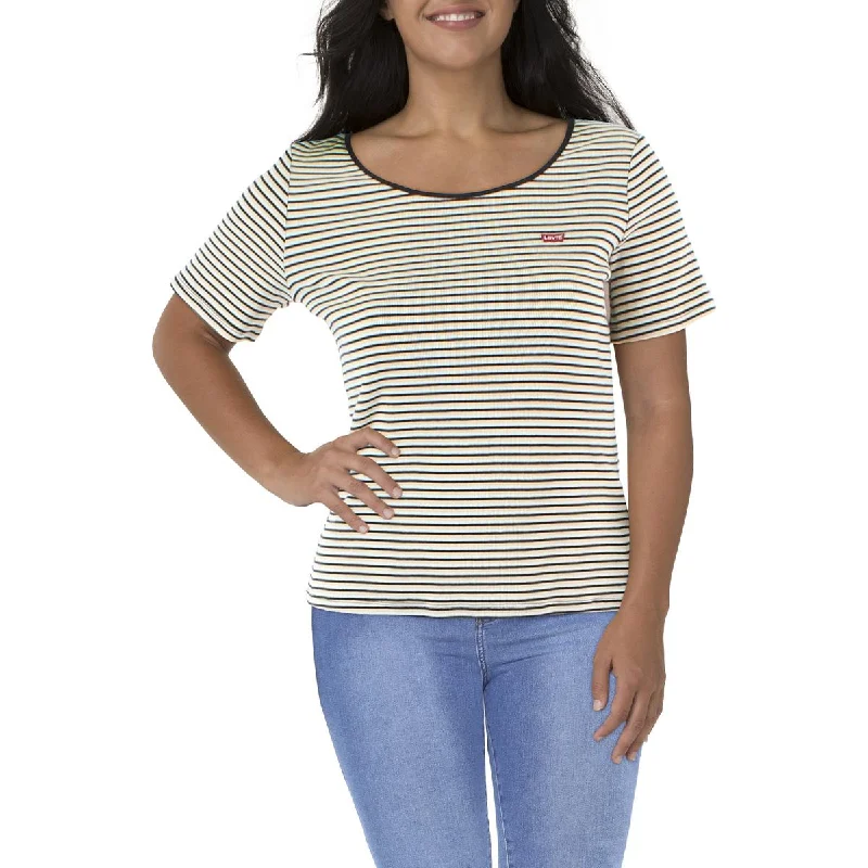 Levi's Womens Plus Cotton Striped Blouse Flowy Bohemian Blouse