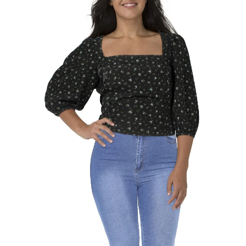 Levi's Womens Plus Square Neck Bishop Sleeve Blouse Vintage Lace Blouse