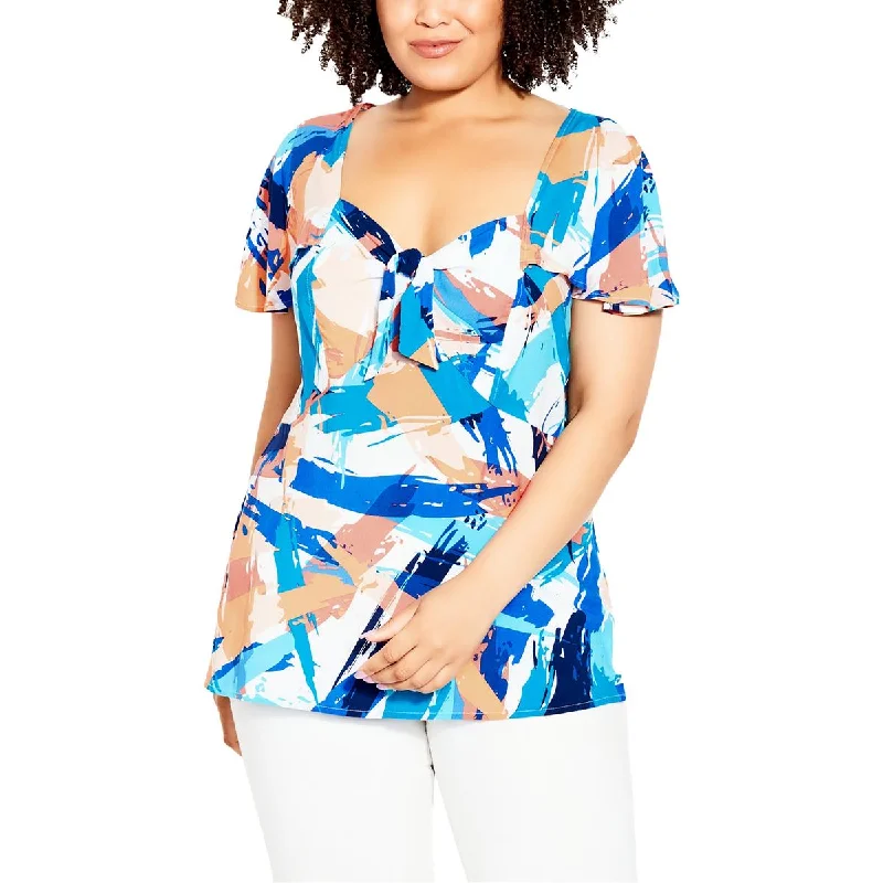 Loralette Womens Plus Kata Printed V-Neck Blouse Boho Printed Blouse
