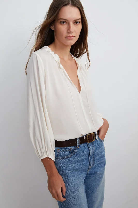 MARTY 3/4 SLEEVE BLOUSE Ruched Sleeve Blouse