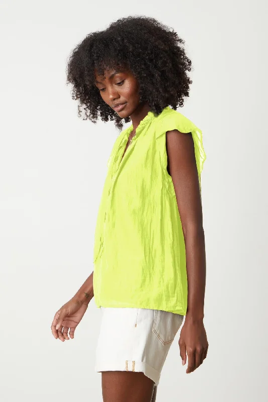 MELANIE V-NECK BLOUSE Collared Satin Blouse