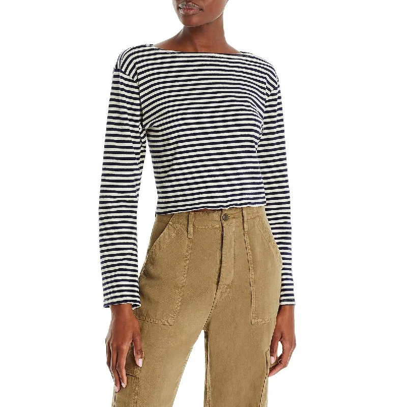 Mother Womens Striped Cotton Blouse Smart Casual Blouse