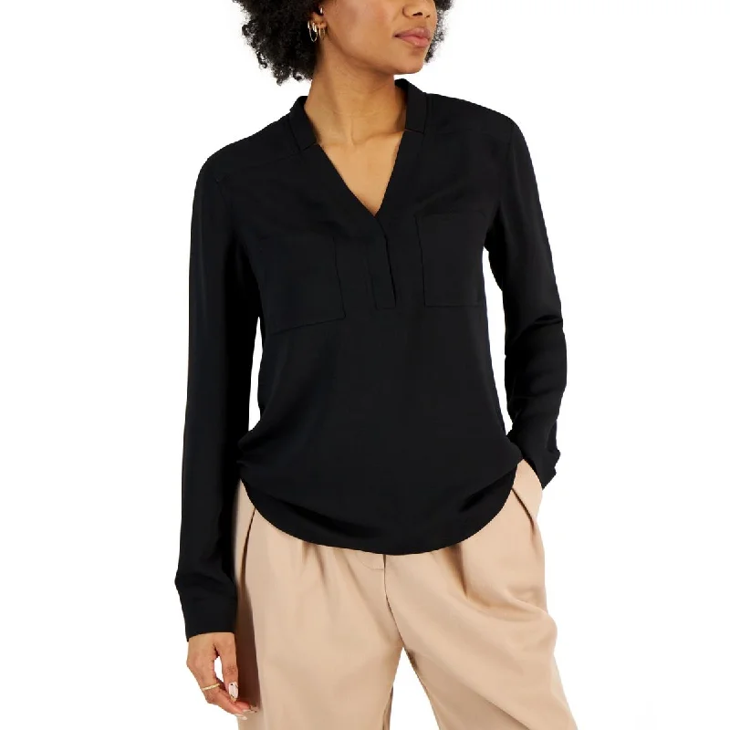 Nine West Womens Surplice Work Wear Blouse Boho Chic Blouse