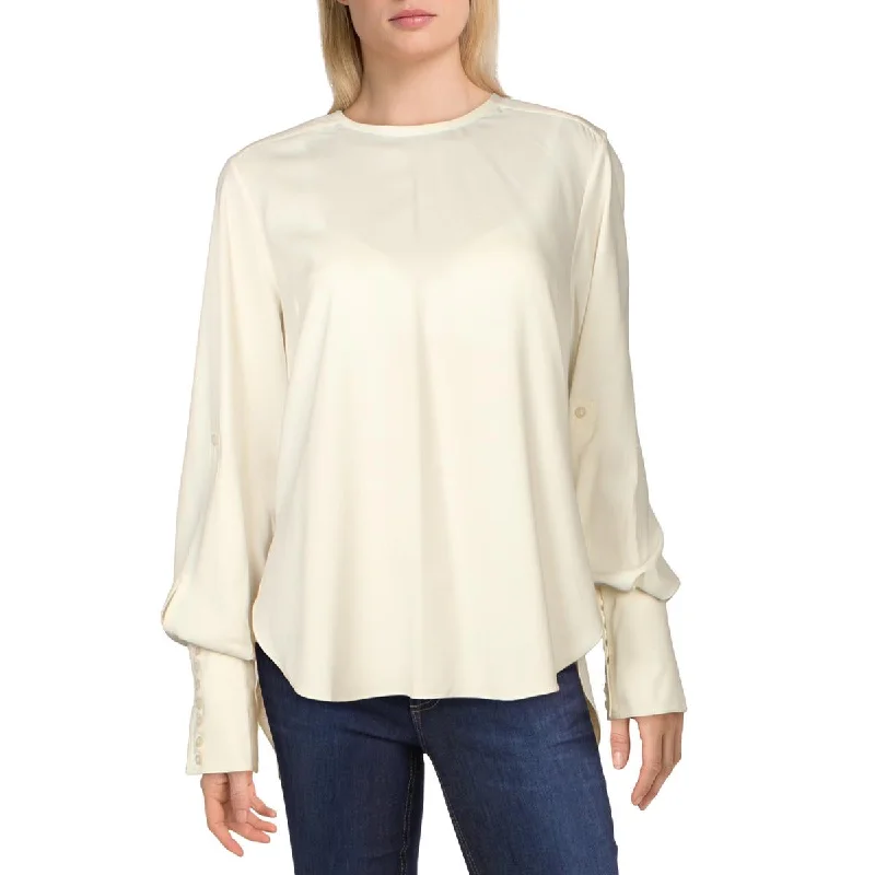 Oscar de la Renta Womens Silk Sheer Blouse Business Casual Blouse