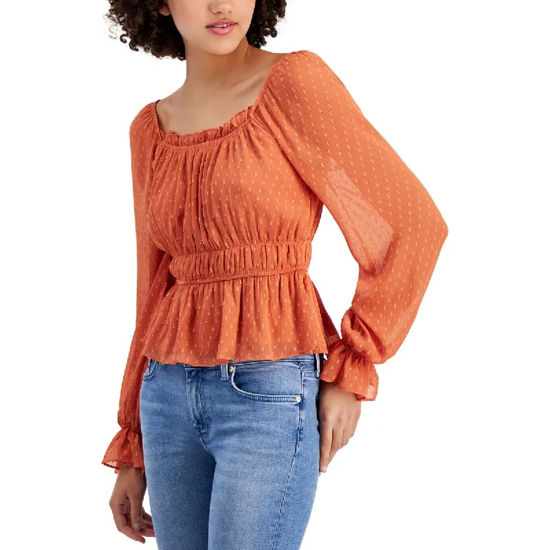 Planet Heart Womens Square Neckline Peplum Blouse Pastel Color Blouse