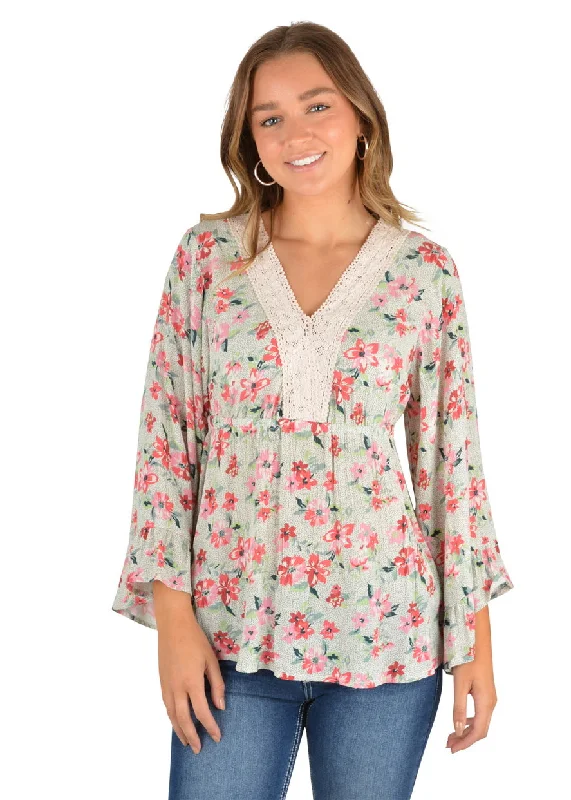 Pure Western Wmns Sierra Blouse Sweetheart Neck Blouse