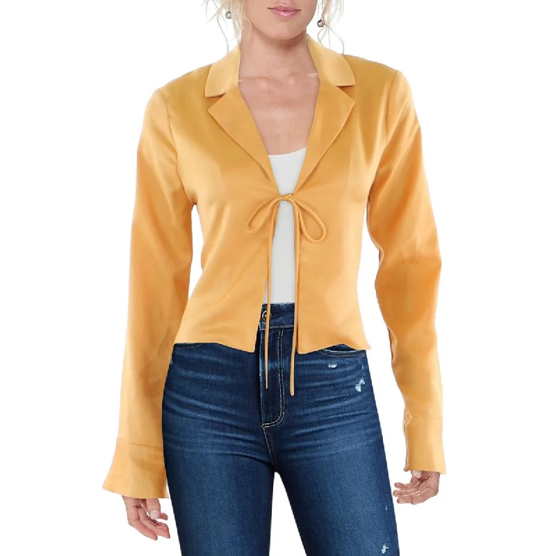 Sage The Label Womens Cropped Front Tie Blouse Asymmetric Hem Blouse