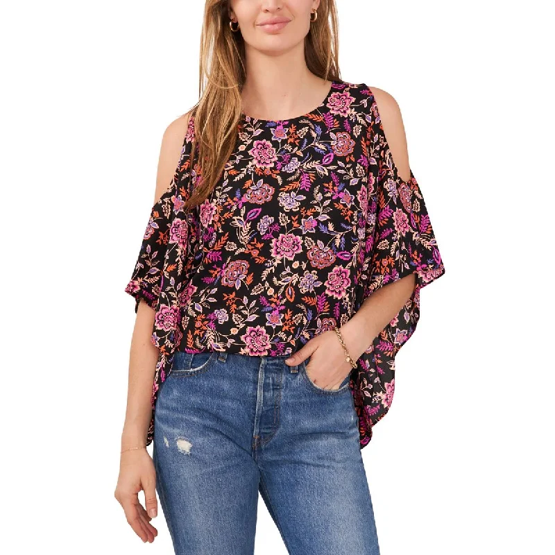 Sam and Jess Womens Floral Print  Blouse Classic Minimalist Blouse