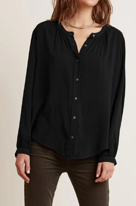 SERAFINA BUTTON-UP BLOUSE Soft Satin Blouse