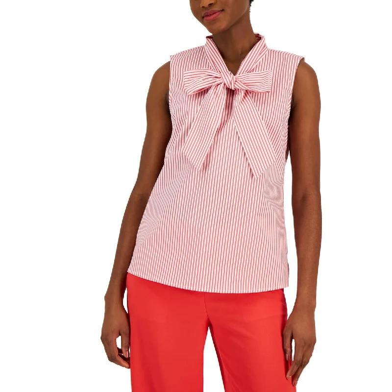 Tahari Womens   Neck Tie Tee Blouse Chic Ruffle Blouse