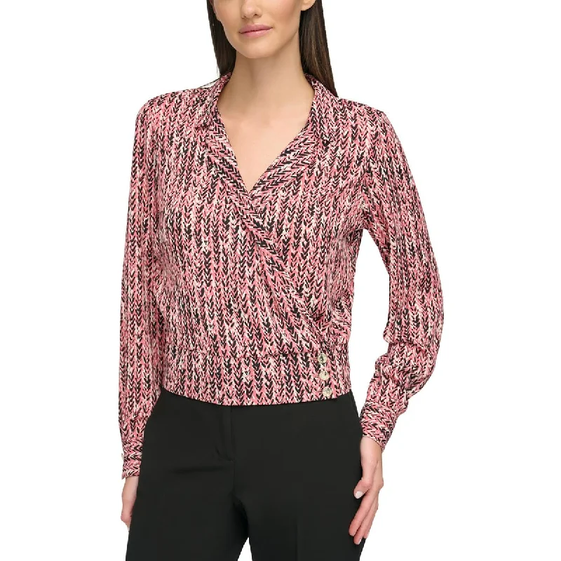 Tommy Hilfiger Womens Chevron  Blouse Soft Knit Blouse