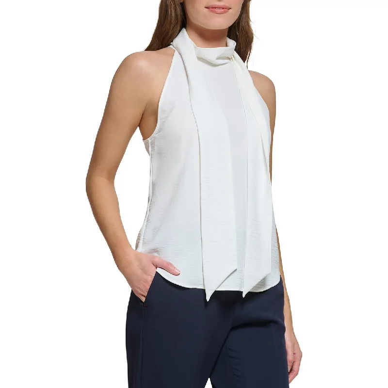 Tommy Hilfiger Womens Tie-Neck Sleeveless Blouse Floral Print Blouse