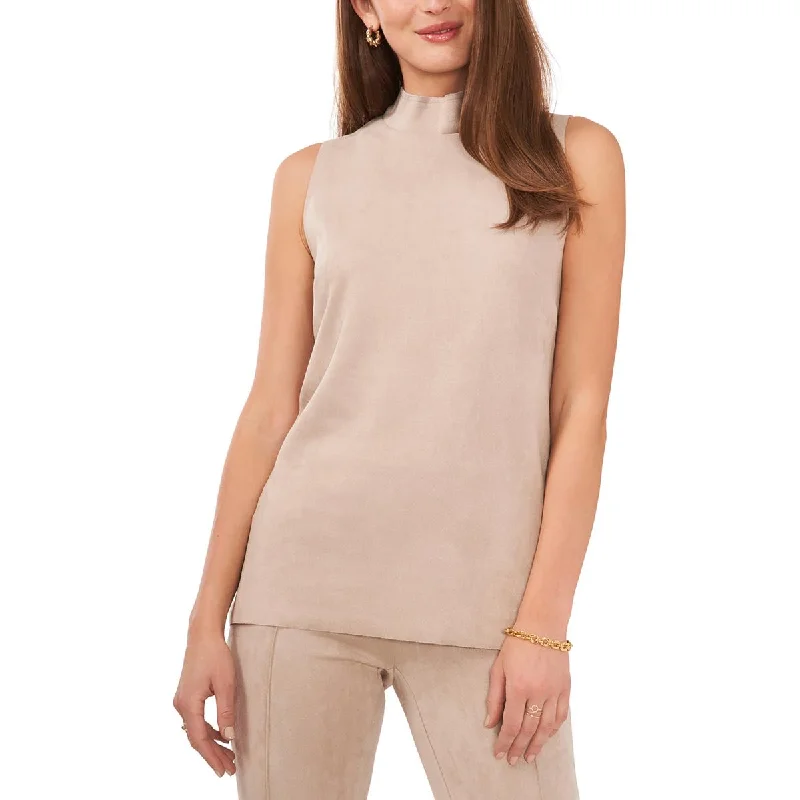 Vince Camuto Womens   Faux Suede Mock Neck Blouse Boho Chic Blouse