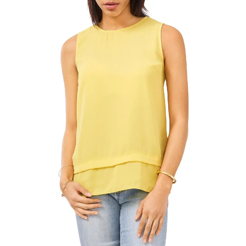 Vince Camuto Womens Tiered Sleeveless Blouse Boho Chic Blouse
