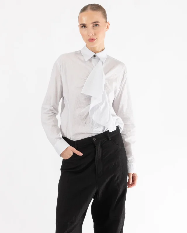 Front Gathered Blouse Feminine Satin Blouse