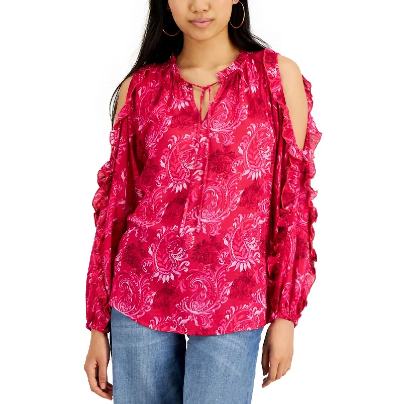 Willow Drive Womens Paisley Split Neck Blouse Office-Ready Blouse