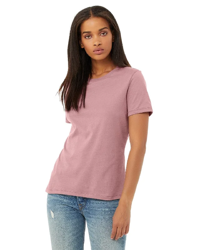 Bella+Canvas Ladies Relaxed Short Sleeve Jersey T-Shirt | Orchid Striped Floral Plaid