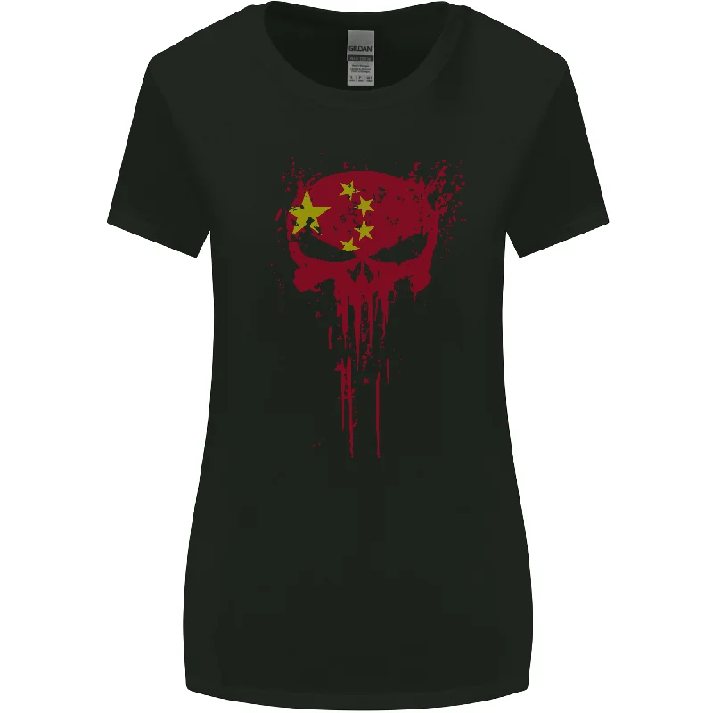 China Gym Skull Chinese Bodybuilding Womens Wider Cut T-Shirt Iron Safe Non-Iron Wrinkle Free