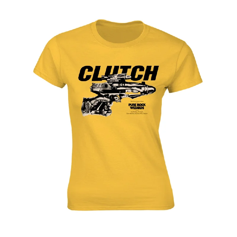 Clutch Ladies Ladies T-shirt: Pure Rock Wizards (Yellow) Rayon Fabric Velvet Fabric Corduroy Fabric Clutch Ladies Ladies T-shirt: Pure Rock Wizards (Yellow) Rayon Fabric Velvet Fabric Corduroy Fabric