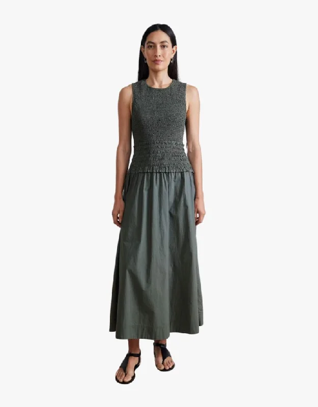 Apiece Apart Siempre Tank Maxi Dress in Thyme Trendy Maxi Dress with Lace