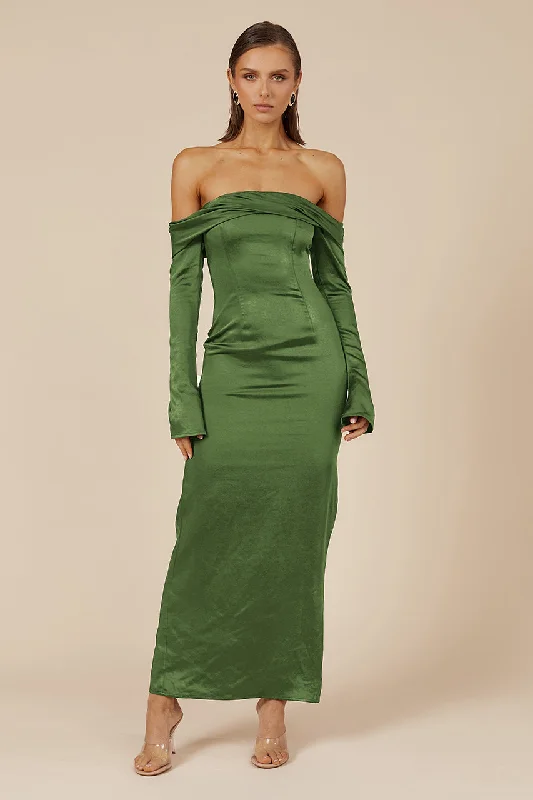 ARIELLE MAXI DRESS - OLIVE Fashionable Faux Wrap Maxi Dress