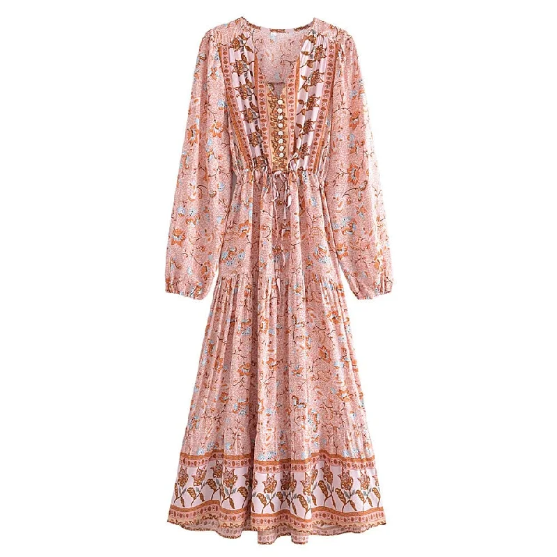 Artemisia Boho Maxi Dress Fashionable Open-Back Maxi Dress