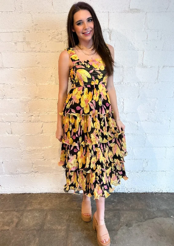 Aurora Blossom Maxi Dress Comfortable Fit-and-Flare Maxi Dress