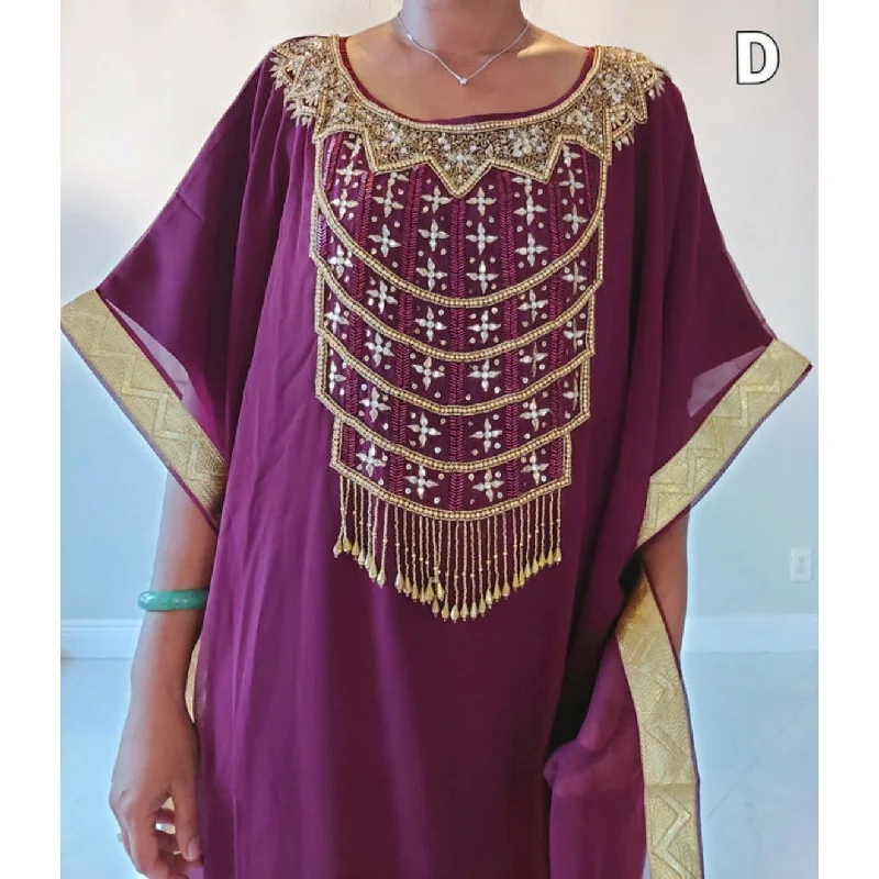 Moroccan Chiffon Kaftan Maxi Dress Elegant Velvet Maxi Dress